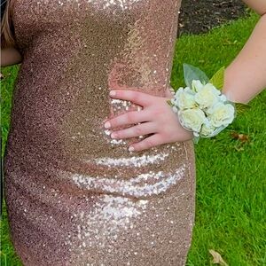 Lulu's Rose Gold Sequin Dress